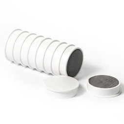 M-OF-RD30/white, Aimants en ferrite pour tableau, plastifiés, lot de 10, blanc