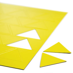 BA-014TR/yellow, Symboles magnétiques triangle grand, pour tableaux blancs & tableaux de planning, 25 symboles par feuille A4, jaune