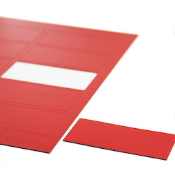 BA-014RE/red, Symboles magnétiques rectangle grand, pour tableaux blancs & tableaux de planning, 10 symboles par feuille A4, rouge