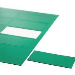 BA-014RE/green, Symboles magnétiques rectangle grand, pour tableaux blancs & tableaux de planning, 10 symboles par feuille A4, vert