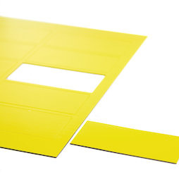 BA-014RE/yellow, Symboles magnétiques rectangle grand, pour tableaux blancs & tableaux de planning, 10 symboles par feuille A4, jaune