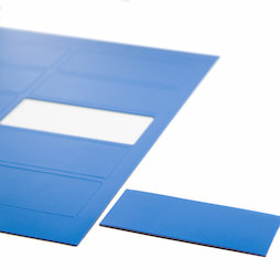 BA-014RE/blue, Symboles magnétiques rectangle grand, pour tableaux blancs & tableaux de planning, 10 symboles par feuille A4, bleu