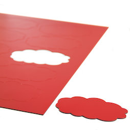 BA-014CL/red, Symboles magnétiques nuage, pour tableaux blancs & tableaux de planning, 10 symboles par feuille A4, rouge
