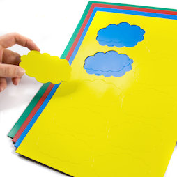 BA-014CL, Magnet symbols Cloud, for whiteboards & planning boards, 10 symbols per A4 sheet, in different colours
