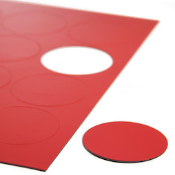 BA-014CI/red, Symboles magnétiques rond grand, pour tableaux blancs & tableaux de planning, 12 symboles par feuille A4, rouge