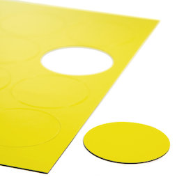 BA-014CI/yellow, Symboles magnétiques rond grand, pour tableaux blancs & tableaux de planning, 12 symboles par feuille A4, jaune