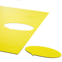 BA-014BO/yellow, Magneetsymbolen tekstballon ovaal, voor whiteboards & planborden, 10 symbolen per A4-blad, geel