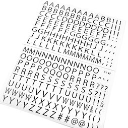 BA-015LN/letters, Lettres magnétiques, pour étiqueter des étagères métalliques, 120 caractères par feuille A4, kit de 2 pièces