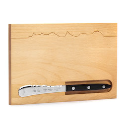 M-KNIFESET-001/bosw, Kit planchette petit déjeuner, planche à découper en bois de hêtre, avec support couteaux magnétique & PanoramaKnife, 'Best of Switzerland - West'