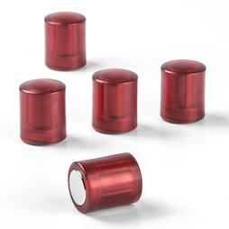 M-PC/redt, Aimants tableau cylindriques, aimants néodyme avec capuchon en plastique, Ø 14 mm, rouge transparent