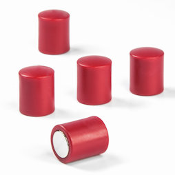 M-PC/red, Bordmagneten cilindrisch, neodymium magneten met kunststof kapje, Ø 14 mm, rood