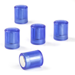 M-PC/bluet, Bordmagneten cilindrisch, neodymium magneten met kunststof kapje, Ø 14 mm, transparant blauw