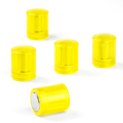 M-PC/yellowt, Magneti per lavagna cilindrici, magneti al neodimio con cappuccio in plastica, Ø 14 mm, giallo trasparente