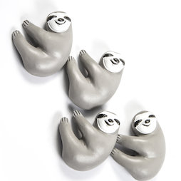 LIV-125, Sloth, fridge magnets in sloth shape, white-grey, set of 4