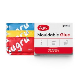 SUG-03/mixed1, Sugru set of 3, mouldable glue, 1x red, 1x yellow, 1x blue, packages of 5 g each