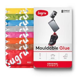 SUG-08/mixed2, Sugru pacco da 8, colla modellabile, rispettivamente 1x grigio, rosso, blu, marrone, verde, arancione, giallo & rosa, confezioni da 5 g ciascuna