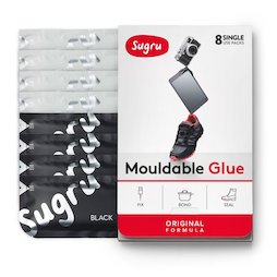 SUG-08/mixedbw, Sugru pak van 8, vormbare kleefmassa, 4x zwart, 4x wit, pakjes van 5 g elk