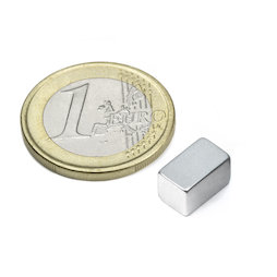 Q-10-06-06-Z, Parallélépipède magnétique 10 x 6 x 6 mm, néodyme, N45, zingué