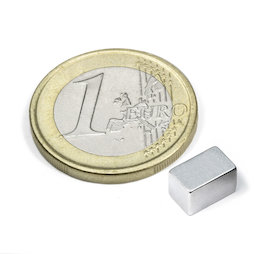 Q-08-05-05-Z, Parallélépipède magnétique 8 x 5 x 5 mm, néodyme, N45, zingué