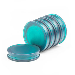 M-OF-BRD25/green, Bordmagneten rond, neodymium magneten met kunststof kapje, aan beide kanten vasthoudend, transparent groen