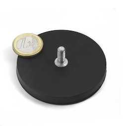rubber gecoate potmagneet met draadeinde
