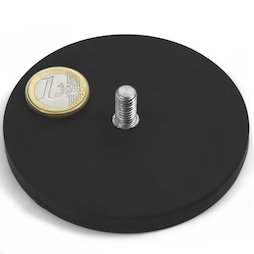 rubber gecoate potmagneet met draadeinde