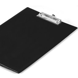 WS-WSF-03, Porte-bloc noir, recouvert de film, avec pochette transparente, format A4, non magnétique !