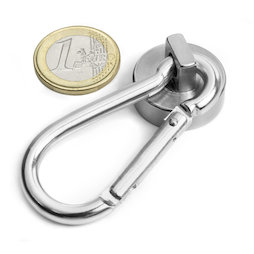 KTN-25, Aimant en pot avec mousqueton Ø 25 mm, longueur mousqueton 60 mm