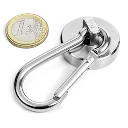 KTN-32, Aimant en pot avec mousqueton Ø 32 mm, longueur mousqueton 60 mm