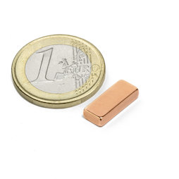 SALE-125, Block magnet 15 x 6 x 3 mm, neodymium, N40, copper-plated