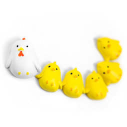 LIV-145, Chicken, decoratieve magneten in de vorm van kippetjes, set van 6