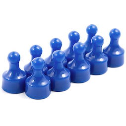 M-PIN/blue, Magneetpins 'Player', prikbordmagneten in de vorm van een speelfiguur, set van 10, blauw