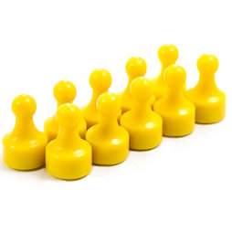 M-PIN/yellow, Magneetpins 'Player', prikbordmagneten in de vorm van een speelfiguur, set van 10, geel
