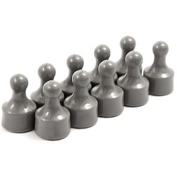 M-PIN/grey, Magnetpins 'Player', Pinnwand-Magnete in Form einer Spielfigur, 10er-Set, grau