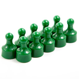 M-PIN/green, Puntine magnetiche 'Player', puntine magnetiche per bacheca a forma di pedina, set da 10, verde