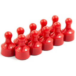 M-PIN/red, Magneetpins 'Player', prikbordmagneten in de vorm van een speelfiguur, set van 10, rood