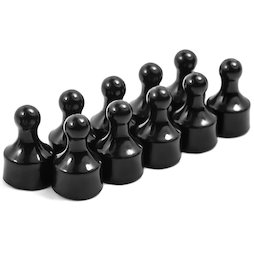 M-PIN/black, Magneetpins 'Player', prikbordmagneten in de vorm van een speelfiguur, set van 10, zwart