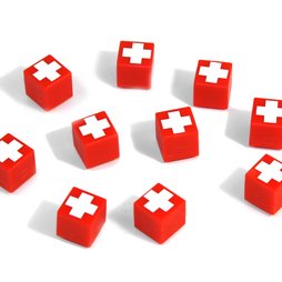 AG-01, Swiss Cube, deco magnets red with Swiss cross, side length approx. 12 mm
