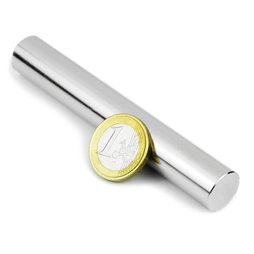S-15-100-N, Staafmagneet Ø 15 mm, hoogte 100 mm, neodymium, N35, vernikkeld