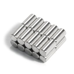 S-03-06-N, Staafmagneet Ø 3 mm, hoogte 6 mm, neodymium, N48, vernikkeld