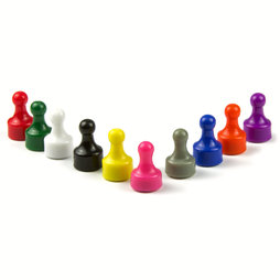 M-PIN, Punaises magnétiques 'Players', aimants pour tableau mémo en forme de pion, lot de 10 pièces, dans différentes couleurs