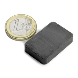 FE-Q-30-20-06, Parallélépipède magnétique 30 x 20 x 6 mm, ferrite, Y35, sans placage