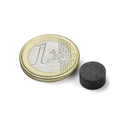 FE-S-10-05, Disco magnetico Ø 10 mm, altezza 5 mm, ferrite, Y35, senza rivestimento