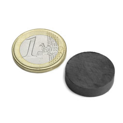 FE-S-20-05, Schijfmagneet Ø 20 mm, hoogte 5 mm, ferriet, Y35, zonder coating