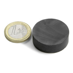 FE-S-30-10, Disco magnetico Ø 30 mm, altezza 10 mm, ferrite, Y35, senza rivestimento