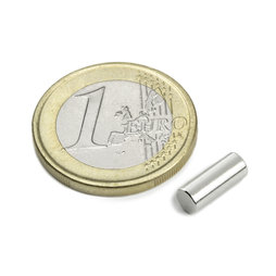 S-04-10-AN, Cylindre magnétique Ø 4 mm, hauteur 10 mm, néodyme, N45, nickelé