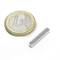 Q-20-04-03-N, Parallélépipède magnétique 20 x 4 x 3 mm, néodyme, N48, nickelé