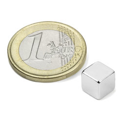 W-07-N, Kubusmagneet 7 mm, neodymium, N42, vernikkeld