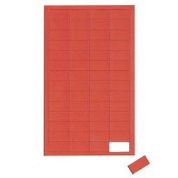 BA-012R/red, Symboles magnétiques rectangle petit, pour tableaux blancs & tableaux de planning, 56 symboles par feuille, rouge