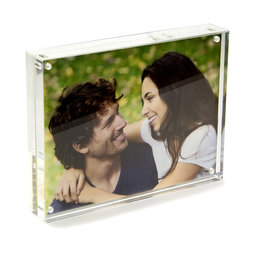 FRM-02, Cadre 15 x 11${dec}5 cm, À fermeture magnétique, en verre acrylique (transparent), pour format portrait et paysage